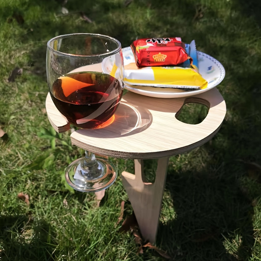 Folding Outdoor Wine Rack Table, Portable Wood, Beach & Camping