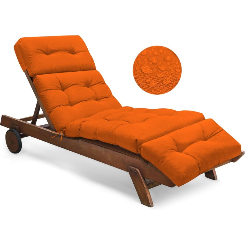 Memory Foam Lounge Chair Cushion, Waterproof, 74" × 22", 4 Colours