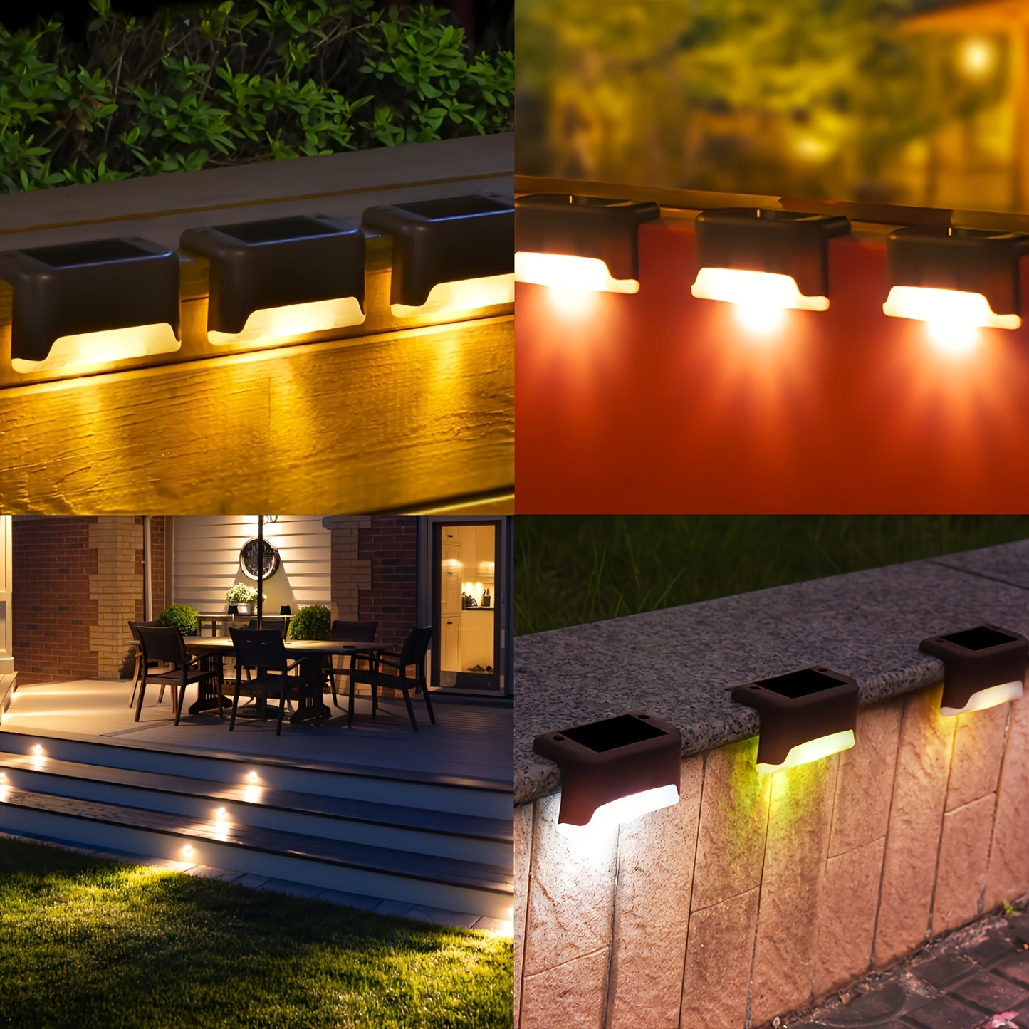 Solar LED Deck Lights, Auto On/Off, 12-Hour Runtime, Multi-Pack