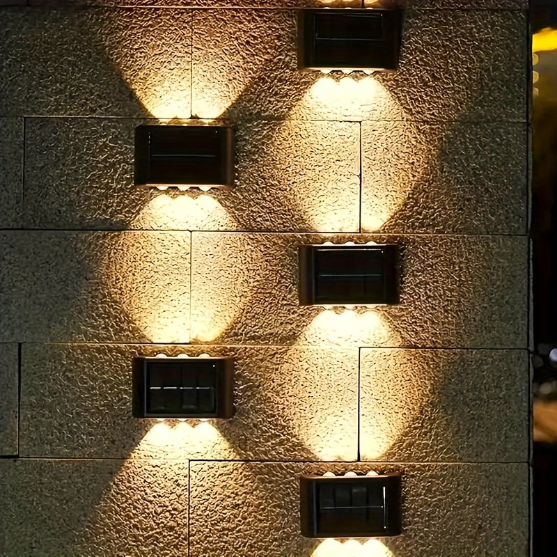 Solar LED Wall Sconces, Up/Down Light, IP44 Waterproof, 4-Pack