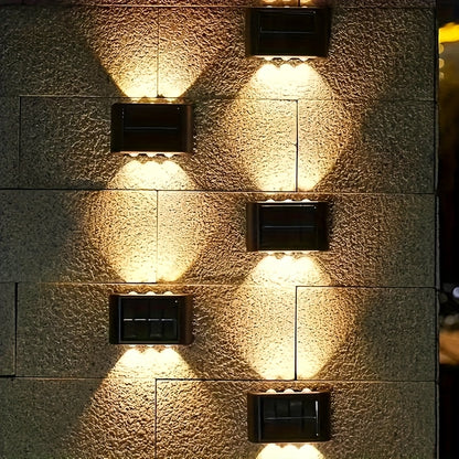 Solar LED Wall Sconces, Up/Down Light, IP44 Waterproof, 4-Pack