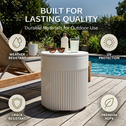 3-in-1 HDPE Outdoor Cooler Side Table, 24-Can Capacity, Portable