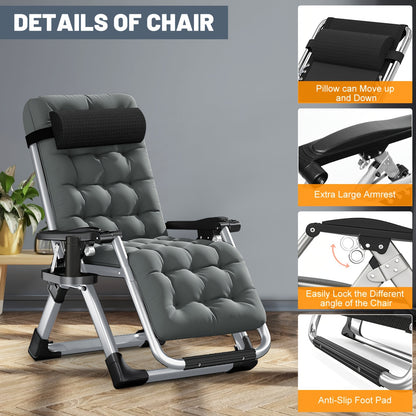 Zero Gravity Reclining Patio Chair, Folding, Cup Holder, Cushioned