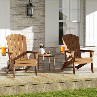 Folding Adirondack Chair, HDPE, All-Weather, Built-In Cup Holder