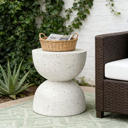 Faux Terrazzo Garden Stool & Accent Table, 17.5", Concrete Look