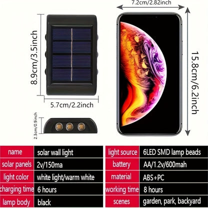 Solar Outdoor Wall Lights, Auto On/Off Sensor, IP44, 4-Pack