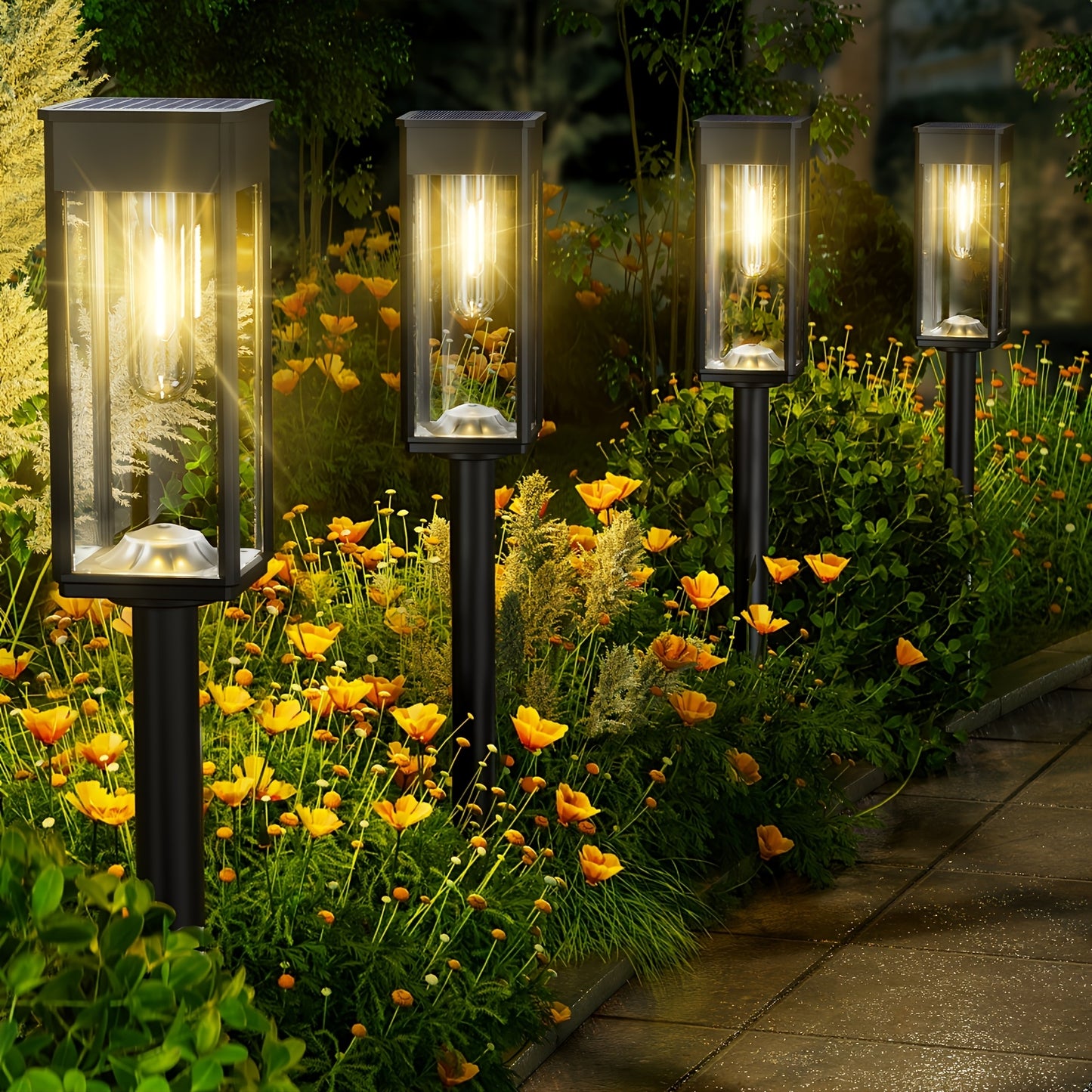 Solar Pathway Lights, IP44, Warm White, 4 or 8-Pack