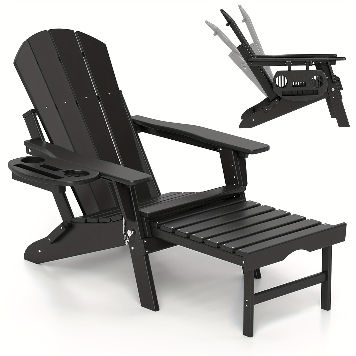HDPE Adirondack Chair with Ottoman, Adjustable, All-Weather