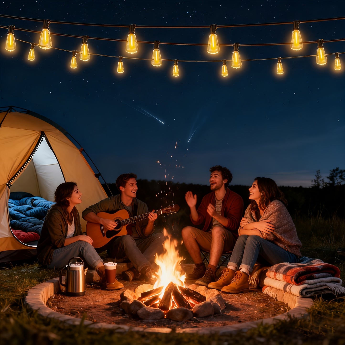 Outdoor LED String Lights with Remote, ST38, Waterproof, 100–200ft