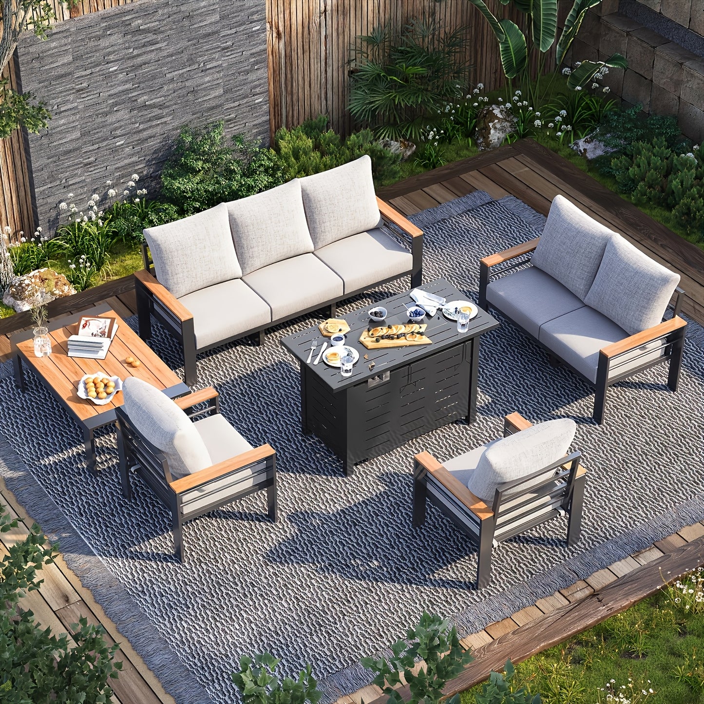 Aluminium Outdoor Patio Furniture Set with Cushions, 4–7 Seats