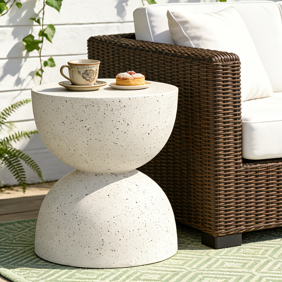Faux Terrazzo Garden Stool & Accent Table, 17.5", Concrete Look