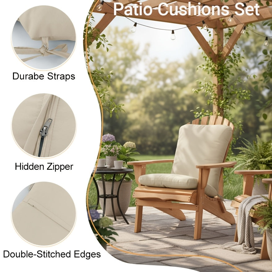 Adirondack Chair Cushion with Ties, Weatherproof, 2" Thick, Cream