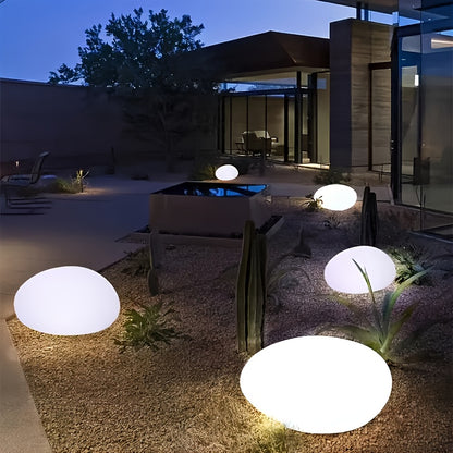Solar Luminous Pebble Garden Lights, 4-Pack, Warm or White