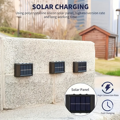 Solar LED Wall Sconces, Up/Down Light, IP44 Waterproof, 4-Pack