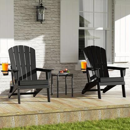 Folding Adirondack Chair, HDPE, All-Weather, Built-In Cup Holder
