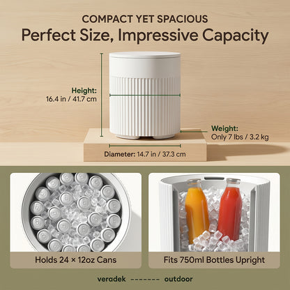 3-in-1 HDPE Outdoor Cooler Side Table, 24-Can Capacity, Portable