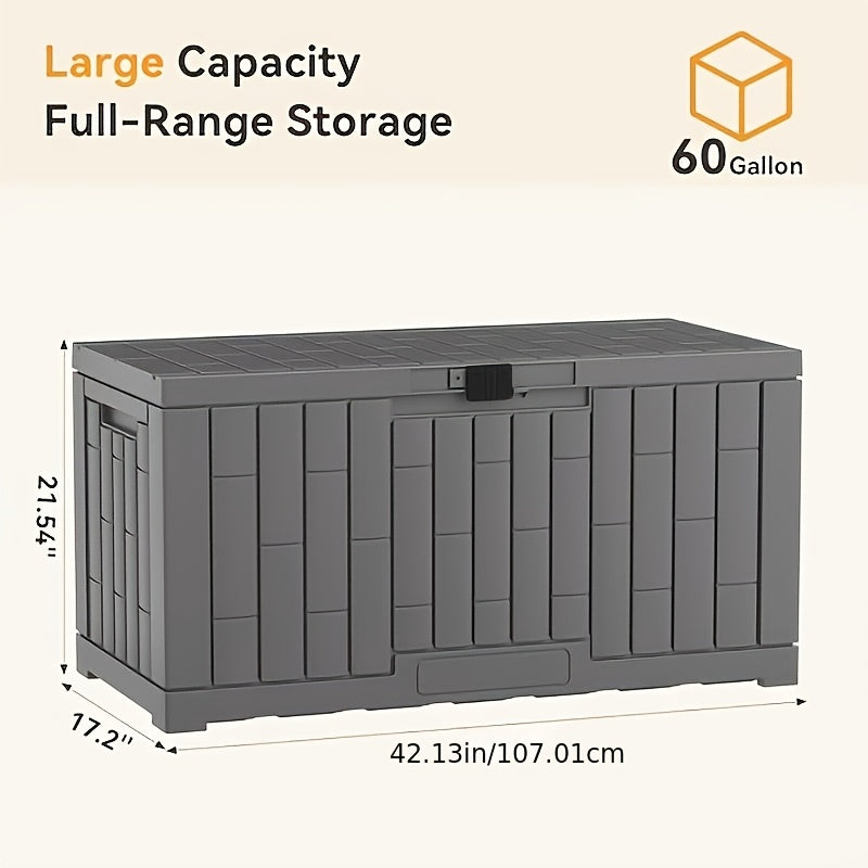Outdoor Storage Bench, 31–60 Gallon, UV Resistant, Lockable