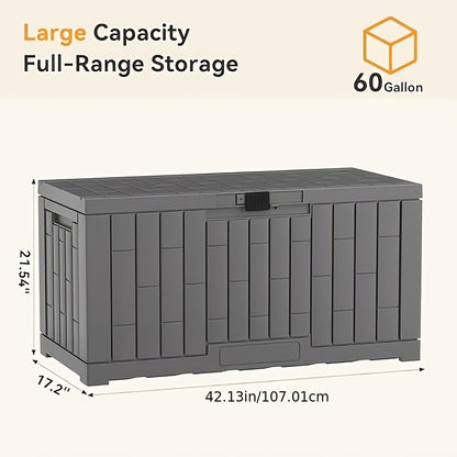 Outdoor Storage Bench, 31–60 Gallon, UV Resistant, Lockable