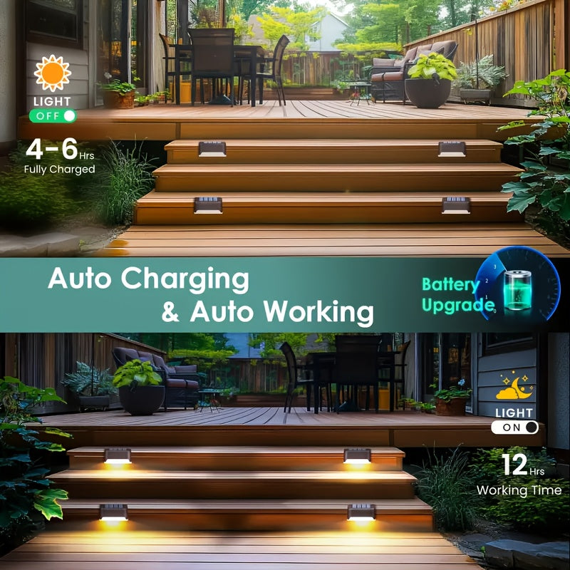 Solar Step & Stair Lights, Warm White LED, 4–30 Pack