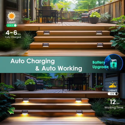 Solar Step & Stair Lights, Warm White LED, 4–30 Pack