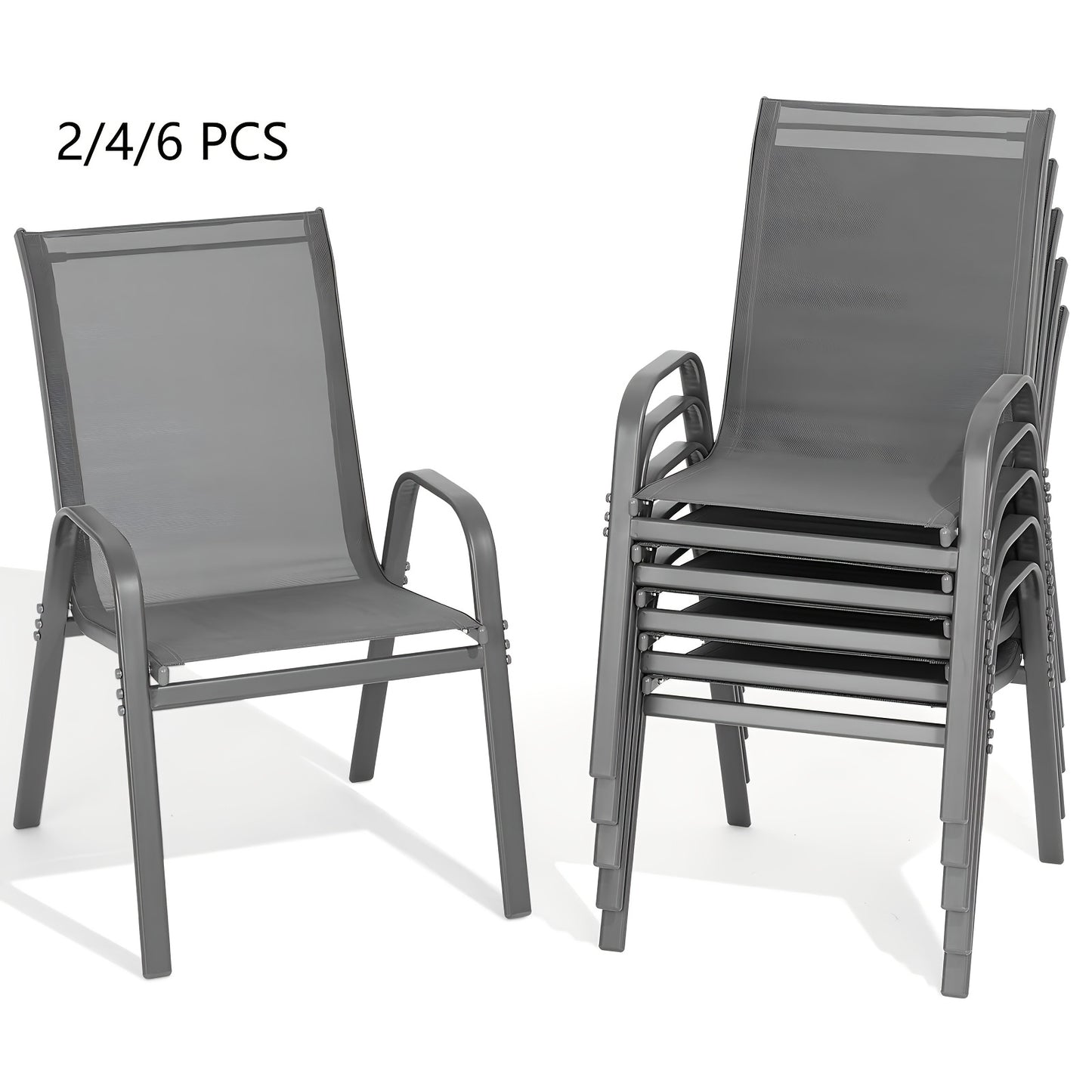 Outdoor Patio Dining Chairs, Textilene, High Back, Set of 2–6