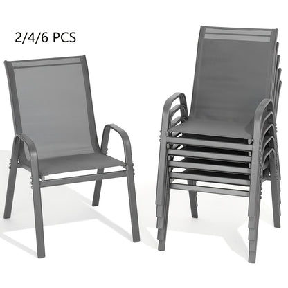 Outdoor Patio Dining Chairs, Textilene, High Back, Set of 2–6