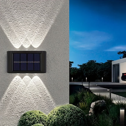Solar LED Wall Sconces, Up/Down Light, IP44 Waterproof, 4-Pack