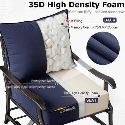 Square Patio Cushions, 24" × 24", Memory Foam, Waterproof, Multi-Pack
