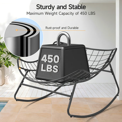Oversized Papasan Rocking Chair, 450 lbs Capacity, Cushioned