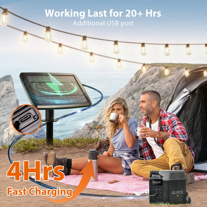 Solar LED String Lights, ST38 Edison Bulbs, Waterproof, 50–200ft
