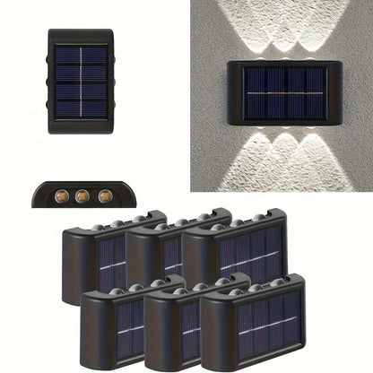 Solar LED Wall Sconces, Up/Down Light, IP44 Waterproof, 4-Pack