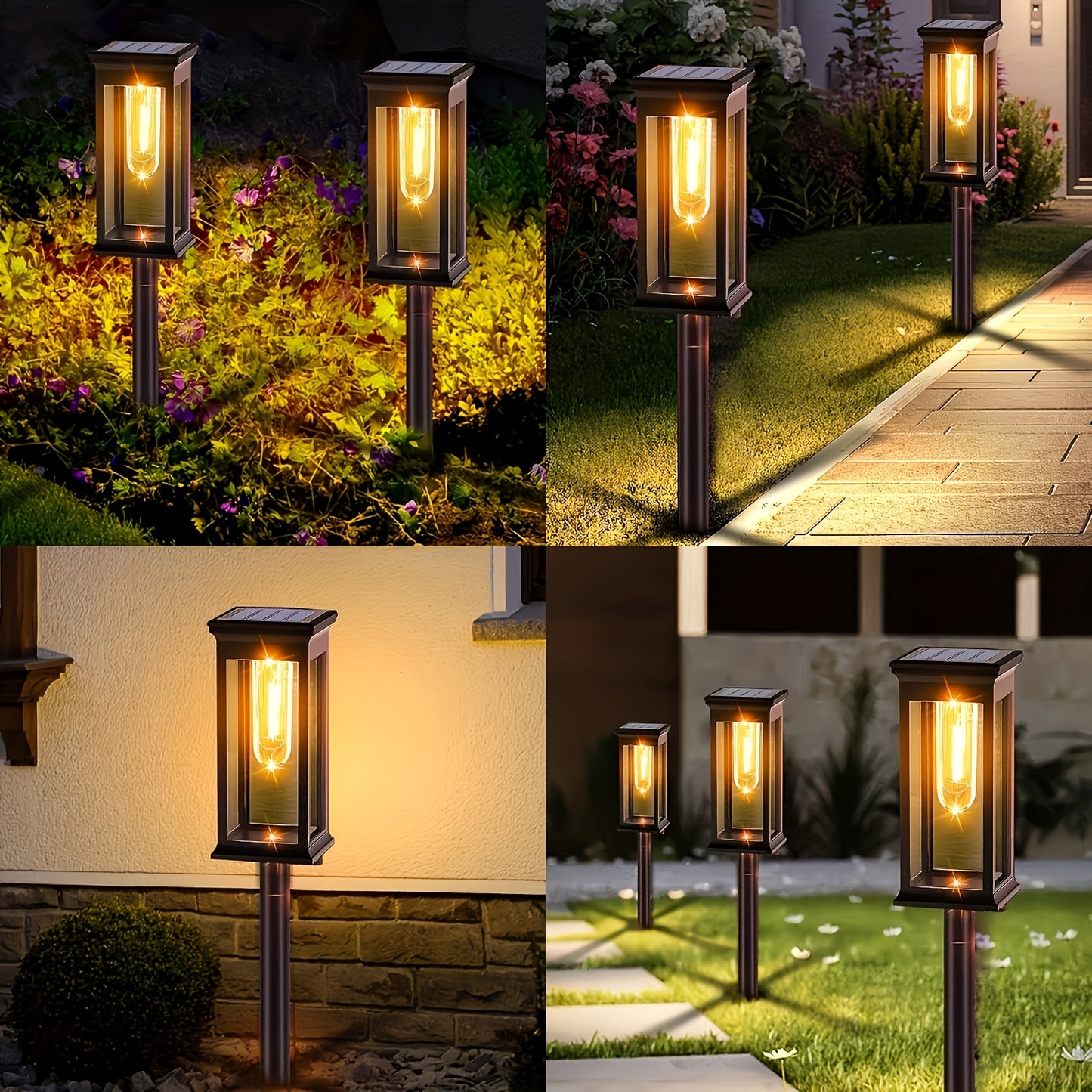 Solar Garden Street Lamps, IP44, Warm White, 4 or 6-Pack