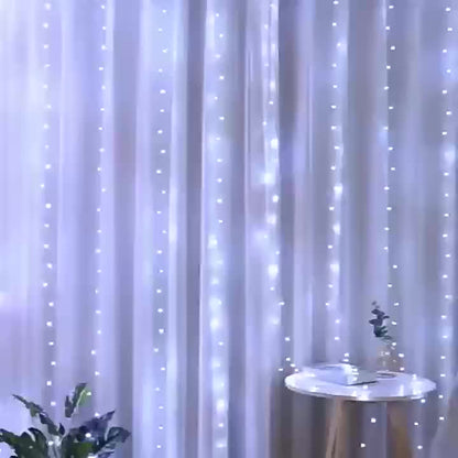 LED Waterfall Curtain Fairy Lights, 305 LEDs, 8 Modes, 10×10ft