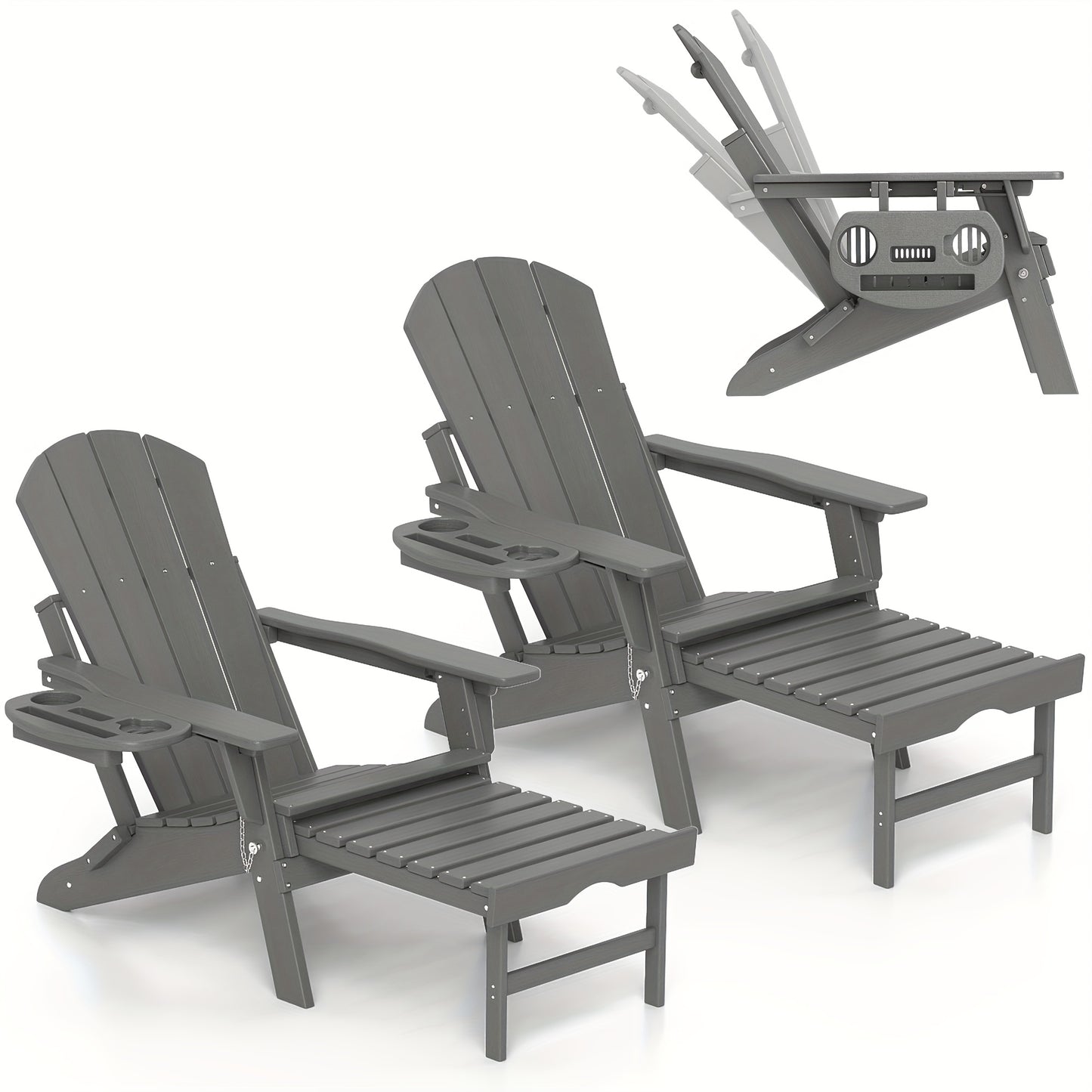 HDPE Adirondack Chair with Ottoman, Adjustable, All-Weather