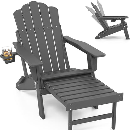 HDPE Adirondack Chair with Ottoman, Adjustable, All-Weather