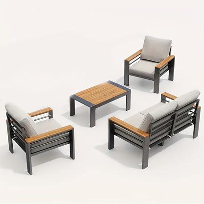 Aluminium Outdoor Patio Furniture Set with Cushions, 4–7 Seats