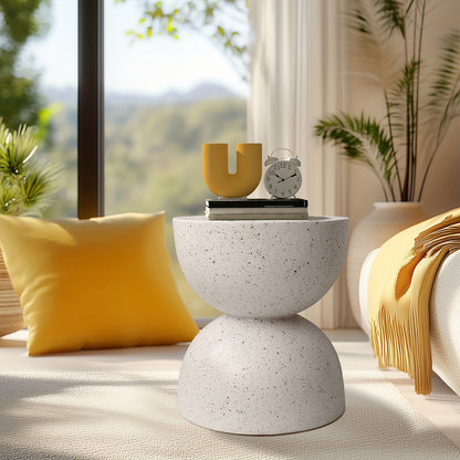 Faux Terrazzo Garden Stool & Accent Table, 17.5", Concrete Look