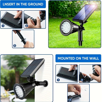 Solar Landscape Spotlights, 18 LEDs, IP44, 3-Level Dimming