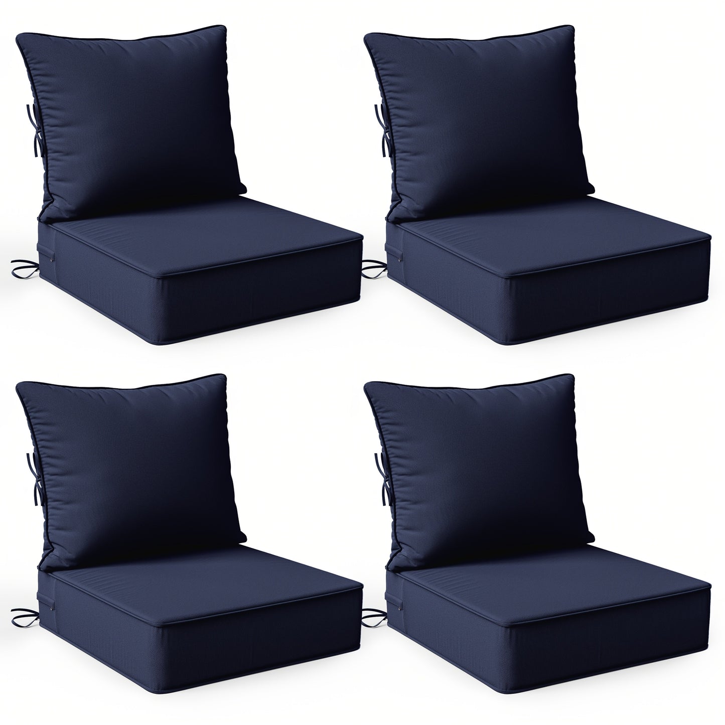 Square Patio Cushions, 24" × 24", Memory Foam, Waterproof, Multi-Pack