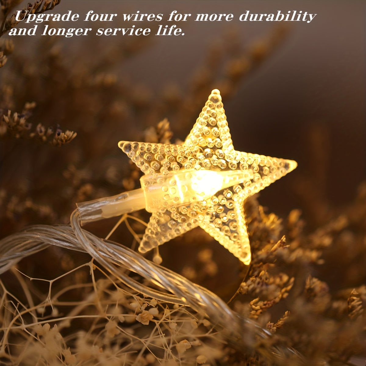 LED Star Fairy String Lights, Battery Powered, Warm White
