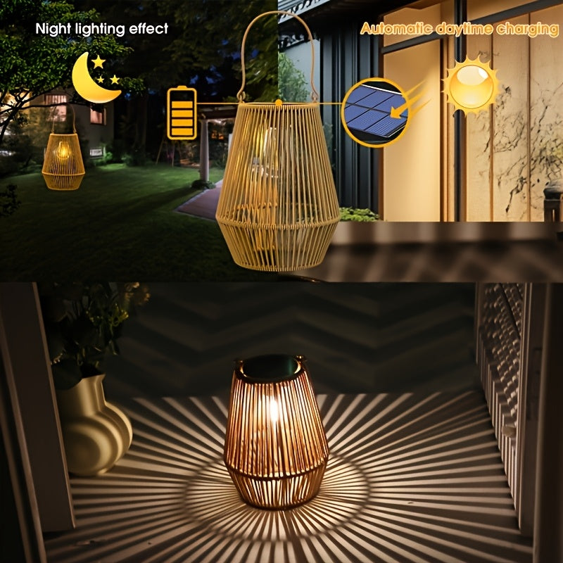 Handmade Solar Rattan Hanging Lanterns, Bohemian Style, 1–4 Pack