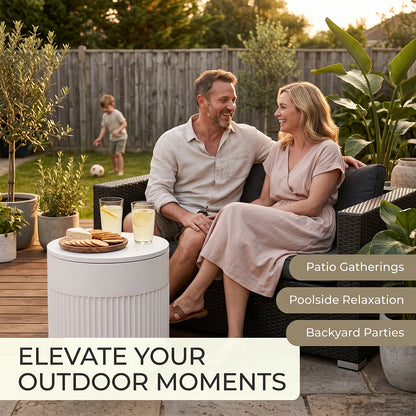 3-in-1 HDPE Outdoor Cooler Side Table, 24-Can Capacity, Portable