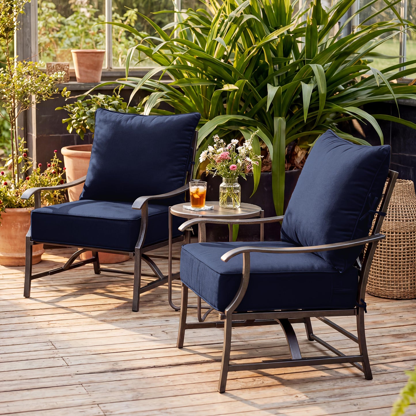 Square Patio Cushions, 24" × 24", Memory Foam, Waterproof, Multi-Pack