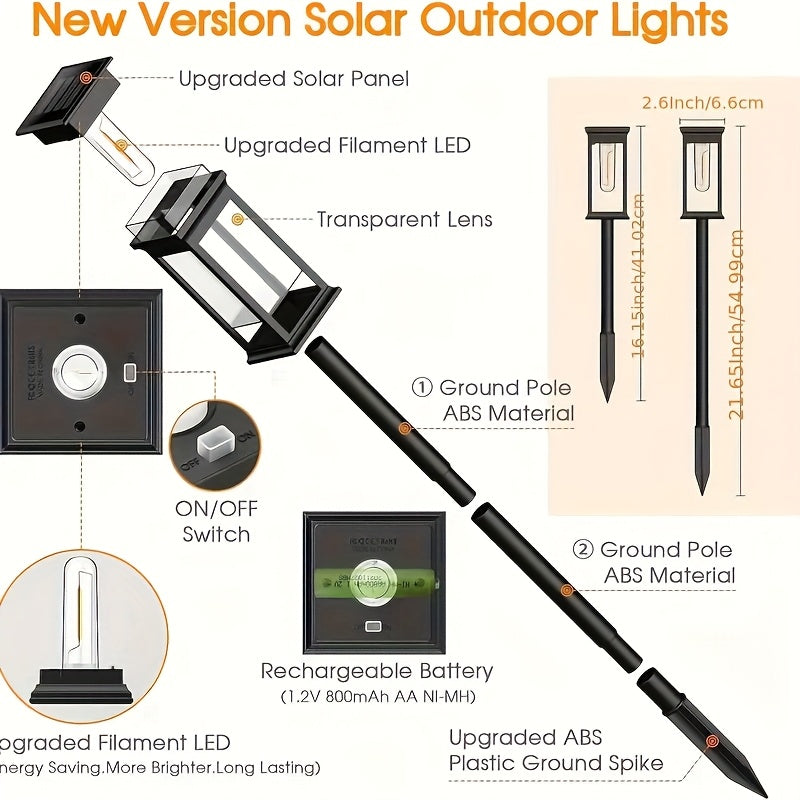 Solar Pathway Lights, IP44, Warm White, 4 or 8-Pack