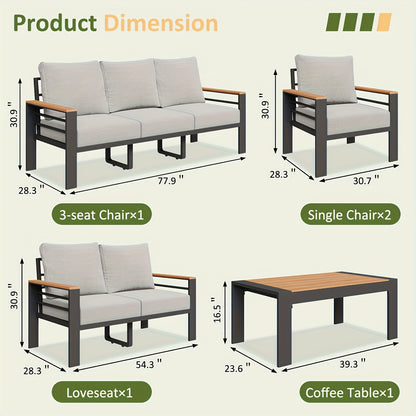 Aluminium Outdoor Patio Furniture Set with Cushions, 4–7 Seats