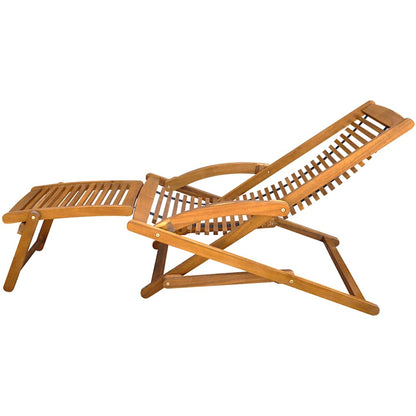 Deck Chair | Light Brown | Acacia Wood | Standard |  Foldable