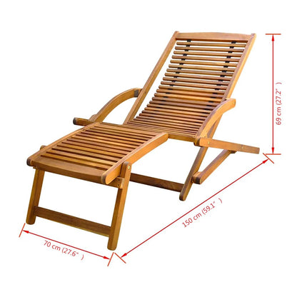 Deck Chair | Light Brown | Acacia Wood | Standard |  Foldable
