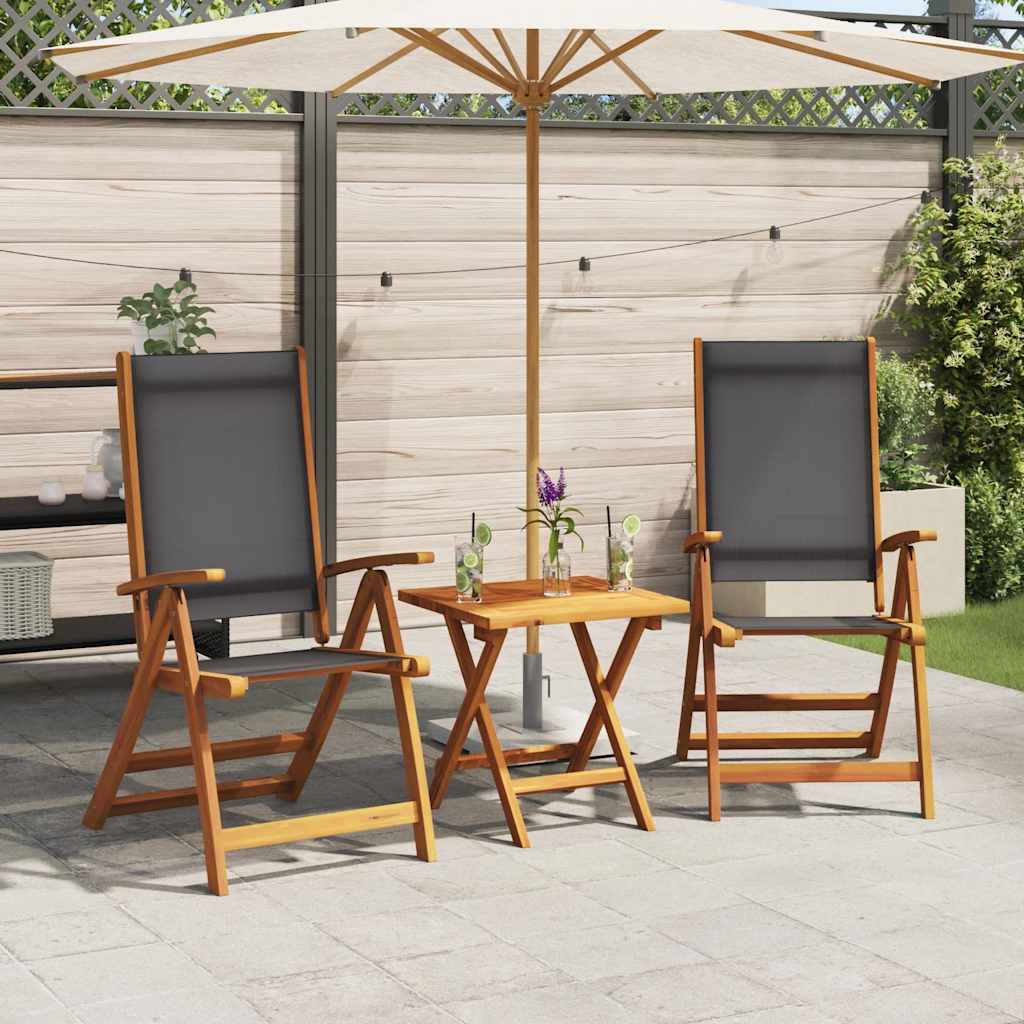 Folding Garden Chair Set Of 2 Solid Acacia Wood, Textilene
