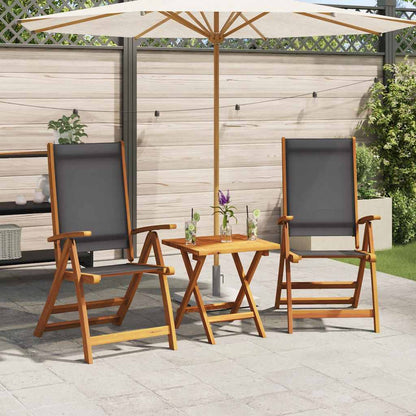 Folding Garden Chair Set Of 2 Solid Acacia Wood, Textilene