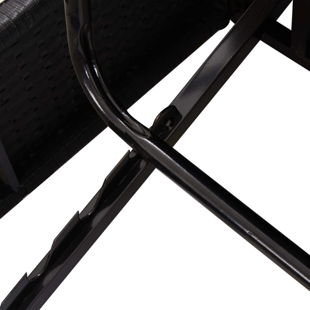 Convertible Sun Bed With Cushion Poly Rattan Black